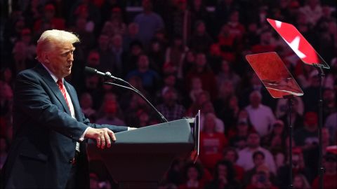 President-elect Donald Trump speaks at a rally Sunday in Washington, DC.