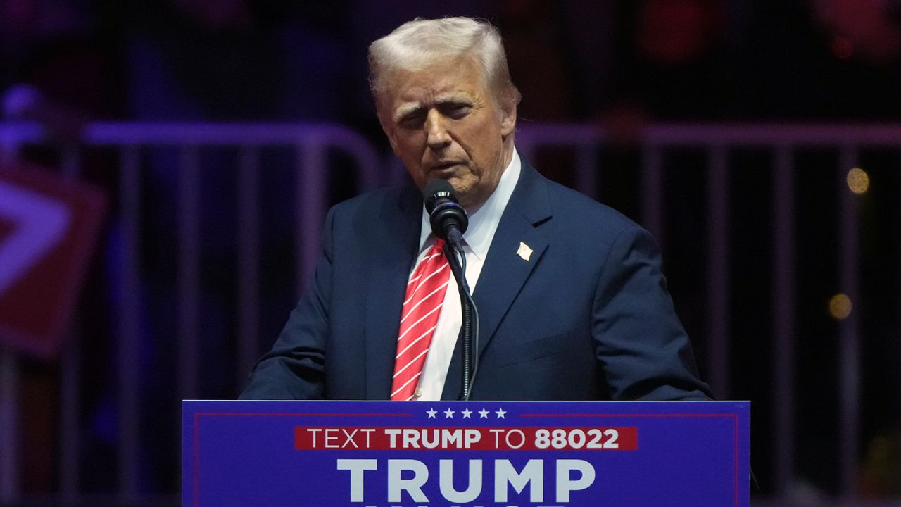 President-elect Donald Trump speaks at a rally ahead of the 60th Presidential Inauguration, on Sunday, January 19, 2025, in Washington.