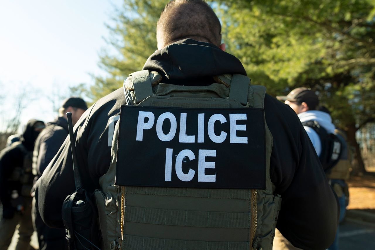 US Immigration and Customs Enforcement Baltimore Field Officer director Matt Elliston listens during a briefing on January 27 in Silver Spring, Maryland.