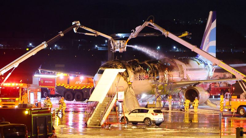 Air Busan Airbus plane preparing to depart for Hong Kong catches fire at South Korean airport