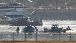Search and rescue efforts are seen around a wreckage site in the Potomac River from Ronald Reagan Washington National Airport on early Thursday morning.
