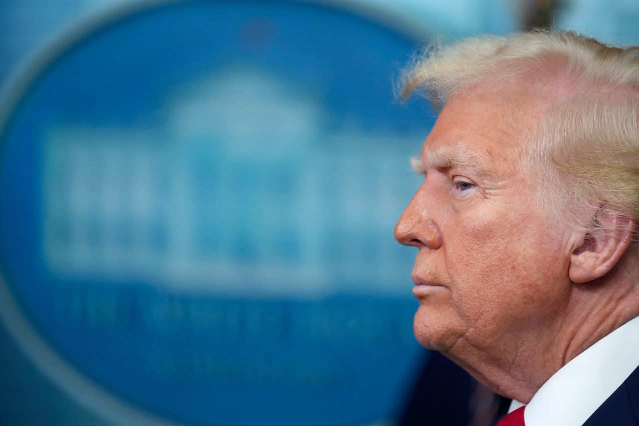 President Donald Trump attends a briefing at the White House in Washington, DC on Thursday.