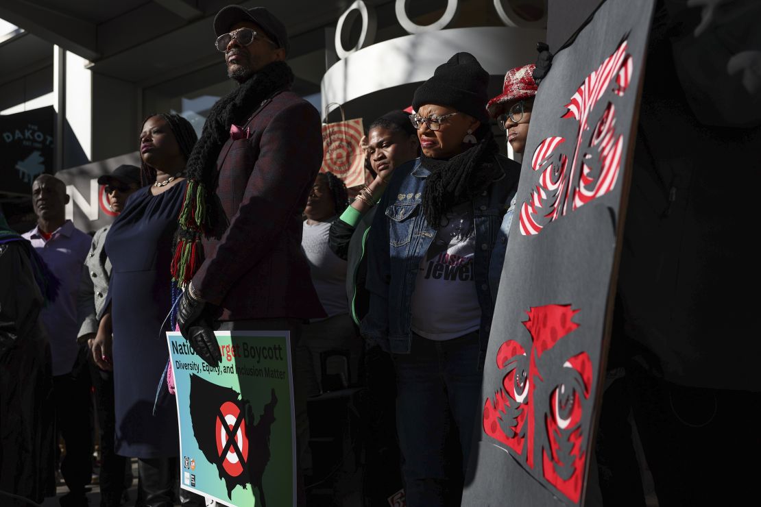 Protests outside of Target's headquarters in Minneapolis last month over its moves.