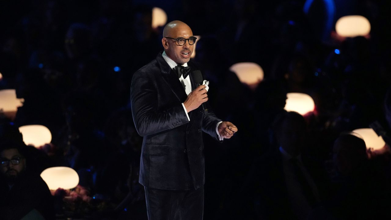 CEO of The Recording Academy Harvey Mason Jr. speaks during the 67th annual Grammy Awards on Sunday, Feb. 2, 2025, in Los Angeles. (AP Photo/Chris Pizzello)