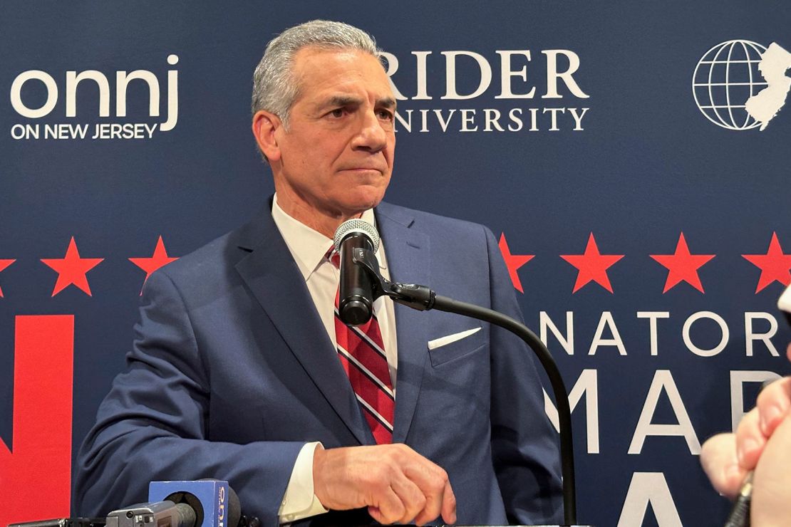 Former Assemblyman Jack Ciattarelli speaks after the first Republican debate on Tuesday, Feb. 4, 2025, at Rider University in Lawrenceville, N.J.
