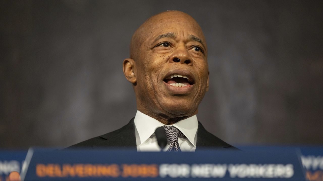 New York City Mayor Eric Adams speaks during a press conference at City Hall, Wednesday, Feb. 5, 2025, in New York.