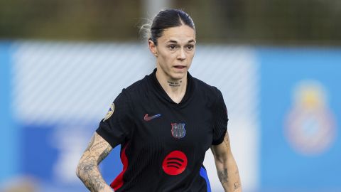Barcelona, Spain, February 9th 2025: Maria Leon Mapi of FC Barcelona in action during the Liga F football match between RCD Espanyol and FC Barcelona at the Ciutat Esportiva Dani Jarque in Barcelona, Spain (Judit Cartiel / SPP) (Photo by Judit Cartiel / SPP/Sipa USA)(Sipa via AP Images)