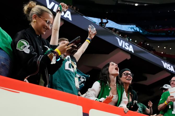 Eagles fans celebrate a touchdown during the first time.