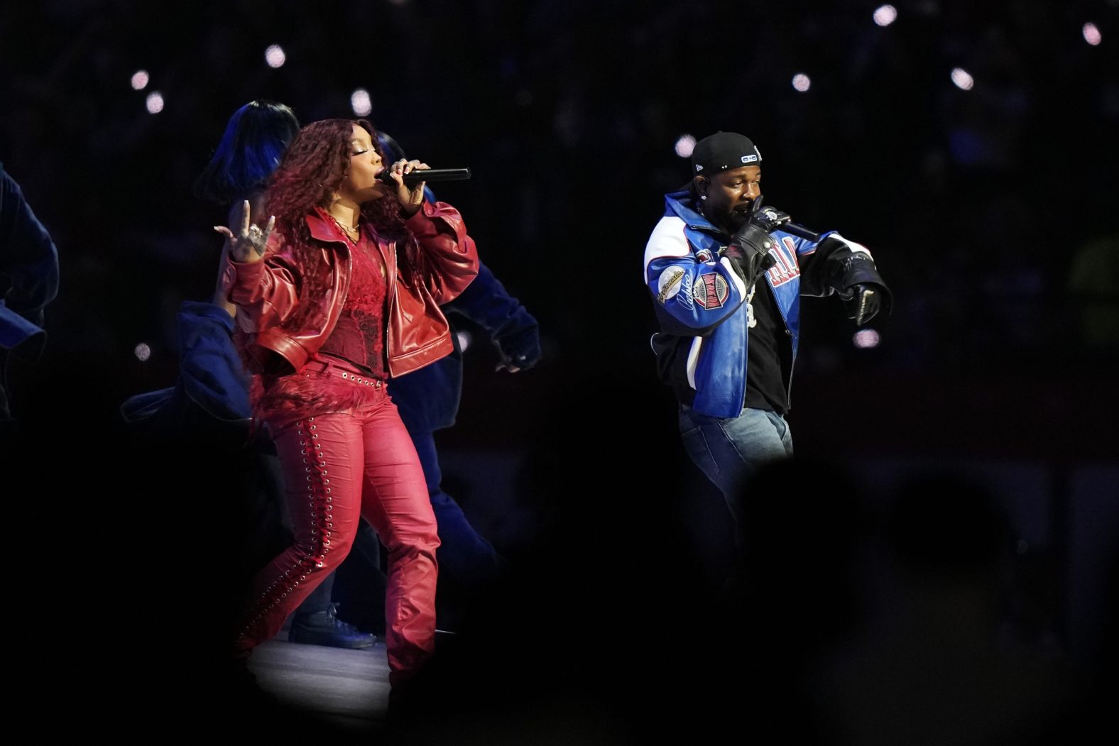 SZA came out to perform “All the Stars” and “Luther” with Lamar.