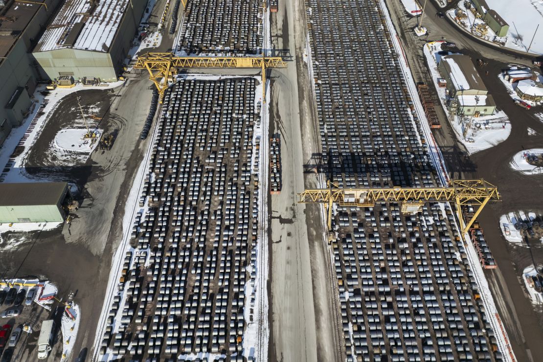 Steel coils at the ArcelorMittal Dofasco steel production facility in Hamilton, Ontario. Canada is one of the main sources of aluminum and steel shipped to the US.