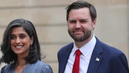US Vice President James David 'JD' Vance and his wife Usha Vance pose at the Elysee Presidential Palace before a working lunch, on the sidelines of the Artificial Intelligence (AI) Action Summi in Paris, FRANCE -11/02/2025.//JEE_dejusa.23/Credit:J.E.E/SIPA/2502121223 (Sipa via AP Images)