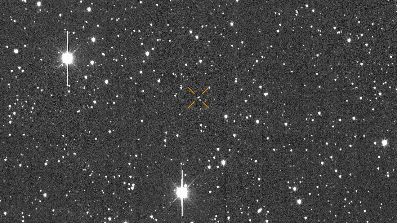 This image made available by University of Hawaii's asteroid impact alert system shows the motion of asteroid 2024 YR4 over about one hour, Dec. 27, 2024. (ATLAS / University of Hawaii / NASA via AP)