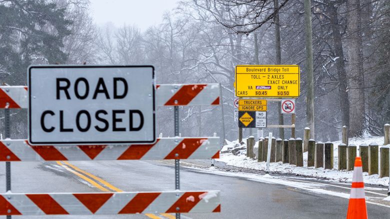 The historic Boulevard Bridge in Richmond, Virginia sits closed due to deteriorating weather conditions as Winter Storm Kingston enters the metropolitan region on Wednesday, February 19, 2025. (Photo by Tom Hudson/Sipa USA)(Sipa via AP Images)