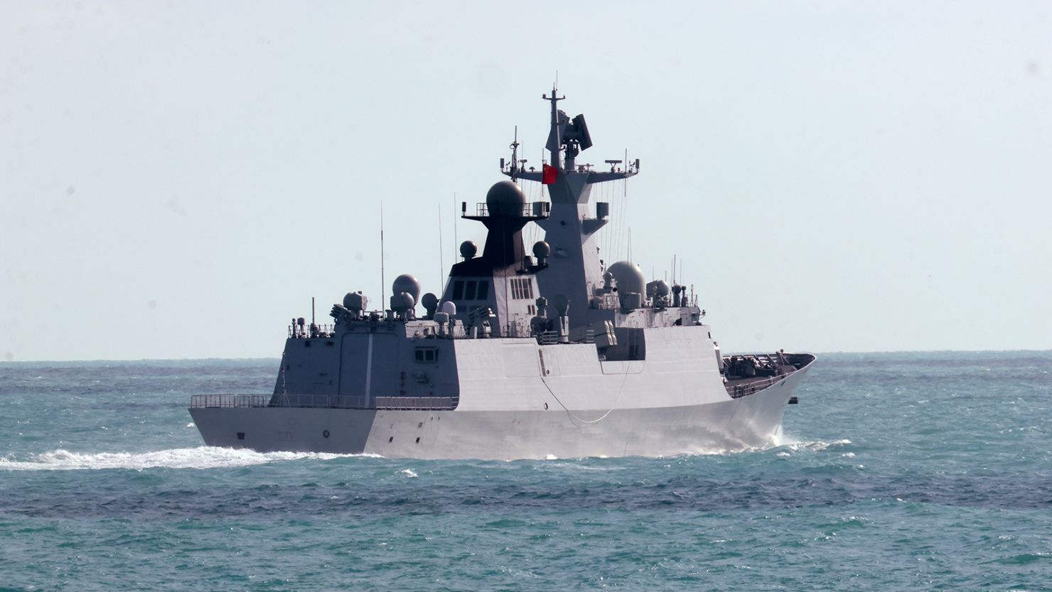 In this photo provided by the Australian Defense Force, the People's Liberation Army-Navy Jiangkai-class frigate Hengyang travels in the Torres Strait off Australia's coast, on Feb. 11, 2025.