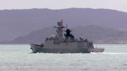 In this photo provided by the Australian Defense Force, the People's Liberation Army-Navy Jiangkai-class frigate Hengyang travels in the Torres Strait off Australia's coast, on February 11, 2025.