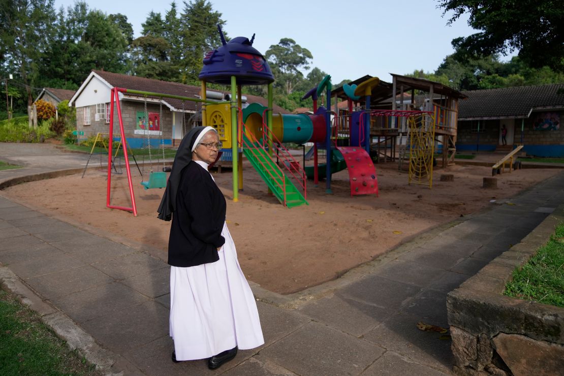 Sister Tresa Pallakudy stands at the Nyumbani Children's Home compound, which cares for over 100 children with HIV whose parents died of the disease and provides them with housing, care, and PEPFAR supplied anti-retroviral drugs in Nairobi on Thursday, Feb. 6, 2025.