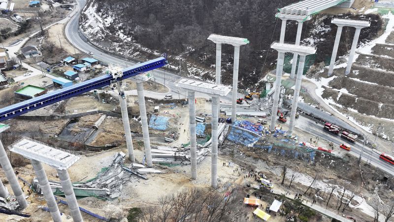 Highway overpass collapses, killing at least four construction workers in South Korea