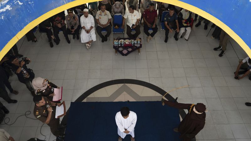 Two men publicly caned for having sex with each other in Indonesia’s conservative Aceh