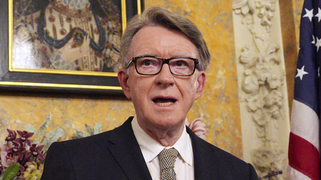 British Ambassador to the United States, Peter Mandelson, speaks during a welcome reception at the ambassador's residence in Washington, DC, on February 26.