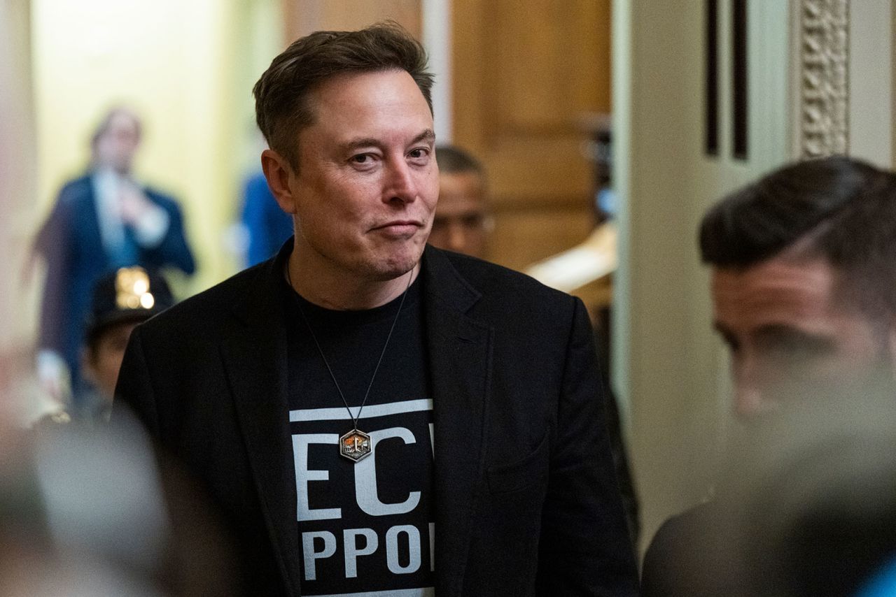 Elon Musk meets with Senate Republicans in the US Capitol building on Wednesday.