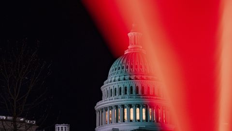 The U.S. Capitol building is seen at night in Washington. (Photo by Jen Golbeck / SOPA Images/Sipa USA)(Sipa via AP Images)