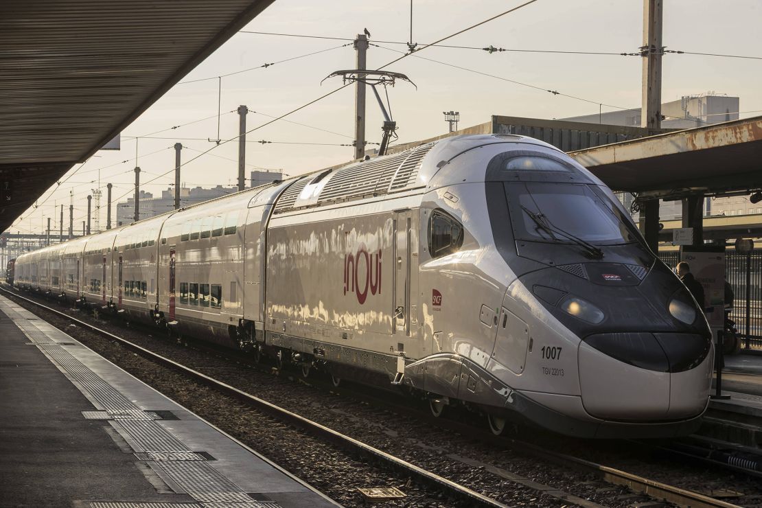 The exterior of France's newest high-speed rail train