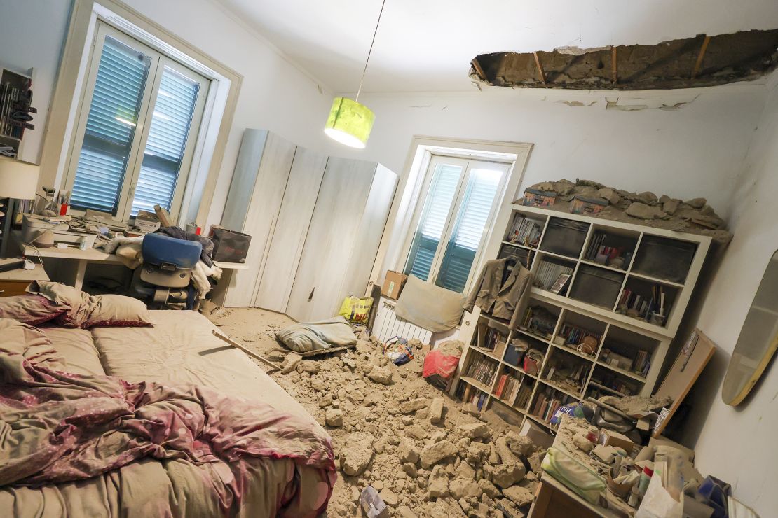 Damage to a house in the Naples area is seen after Thursday's earthquake.