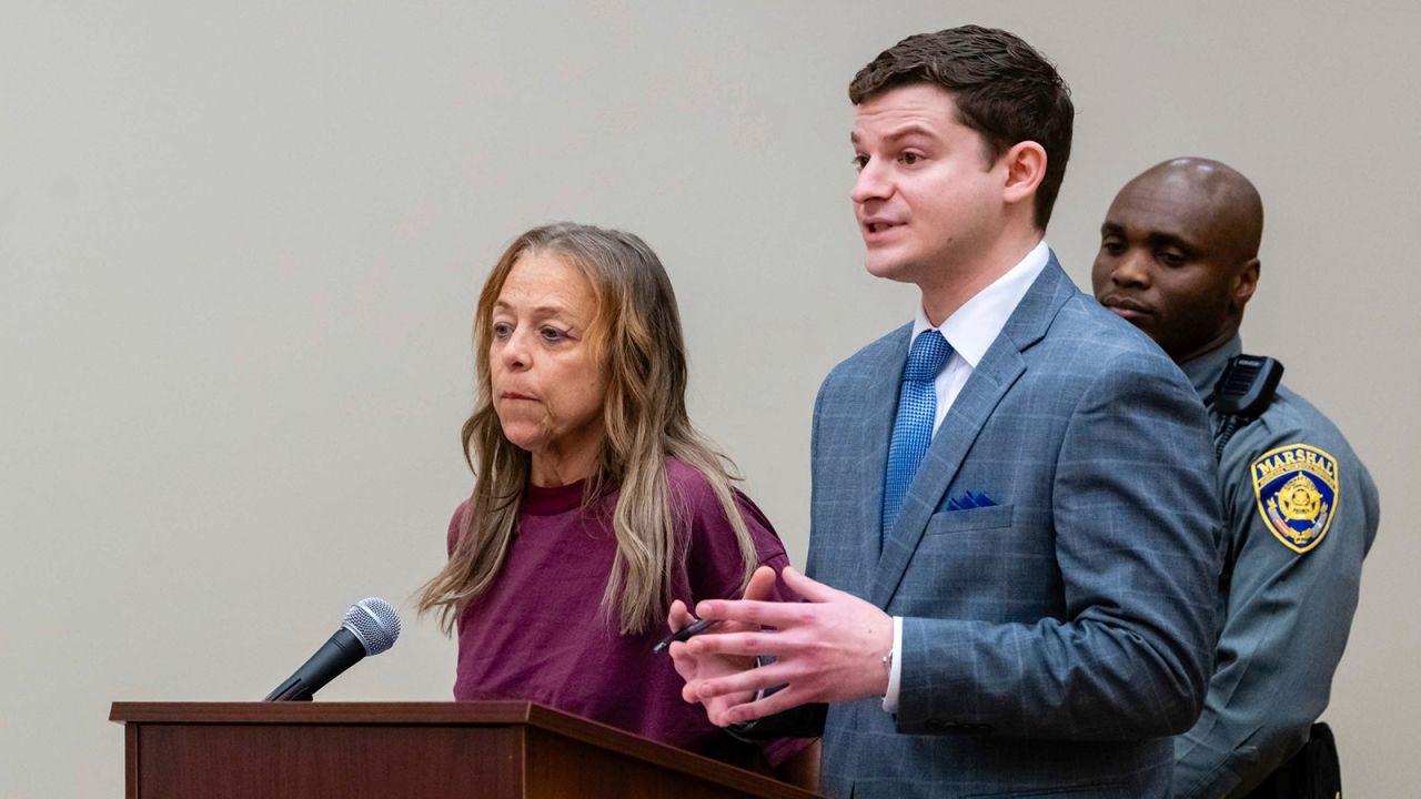 Kimberly Sullivan stands next to her attorney Jason Spilka during a bond hearing Thursday, March 13, 2025 at Waterbury Superior Court.