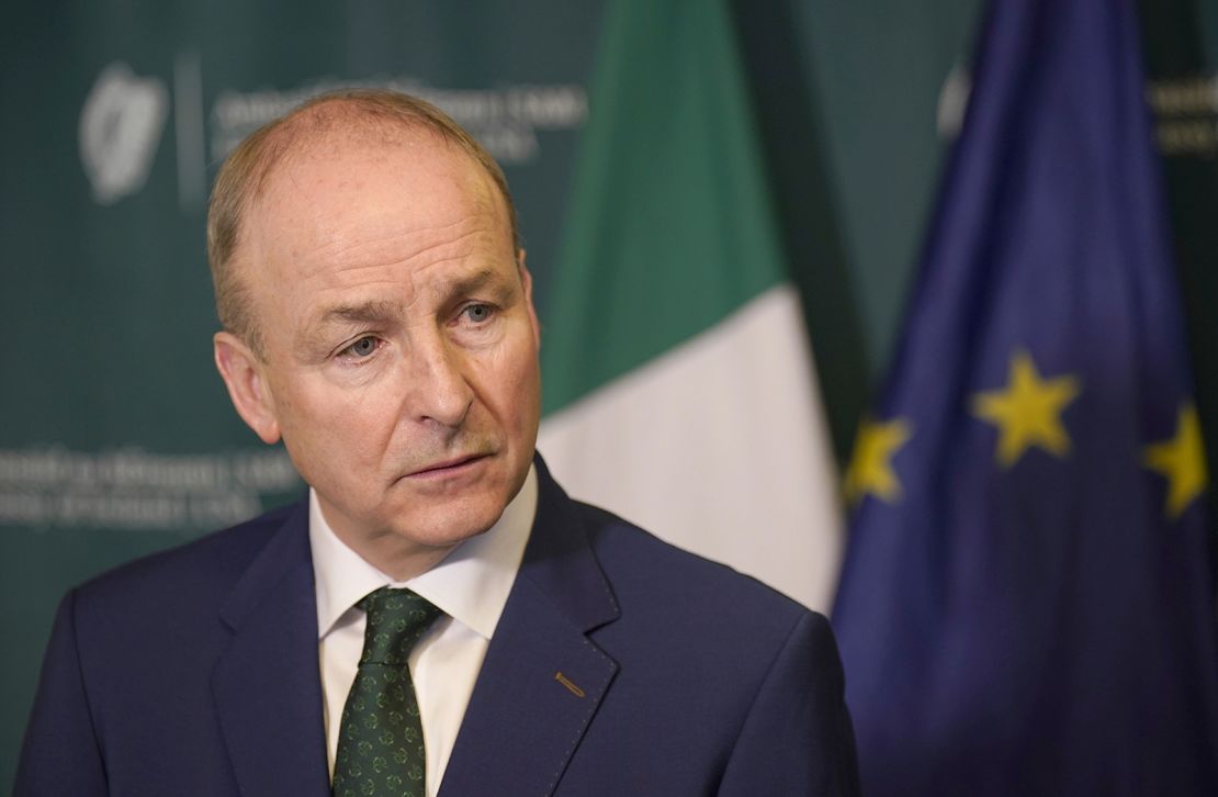 Micheal Martin speaks to the media in Washington DC on the last day of his week-long visit to the US on March 17, 2025.