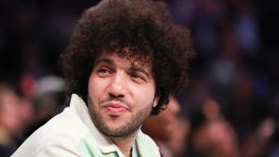 Record producer Benny Blanco attends an NBA basketball game between the New York Knicks and the Miami Heat, Monday, March 17, 2025, in New York.