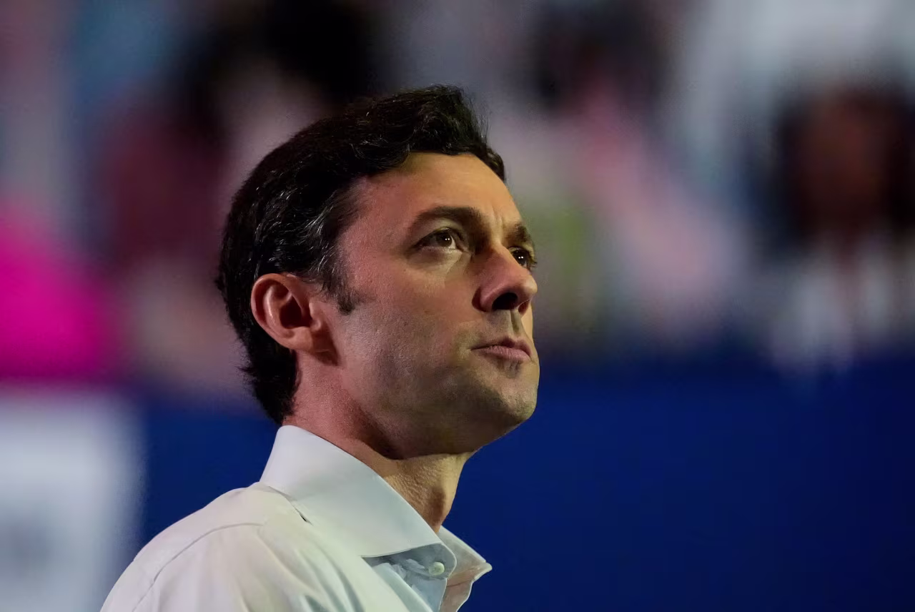 US Sen. Jon Ossoff speaks during a rally on March 22 in Atlanta.