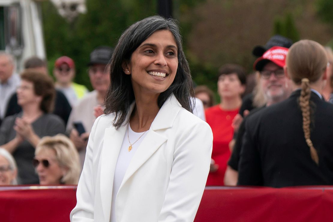 Usha Vance attends a campaign rally, on November 1, 2024, in Selma, N.C.