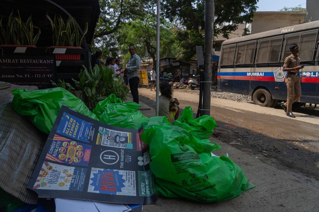 Posters are seen scattered outside the vandalized comedy club in Mumbai where Indian comedian Kunal Kamra made the controversial remarks