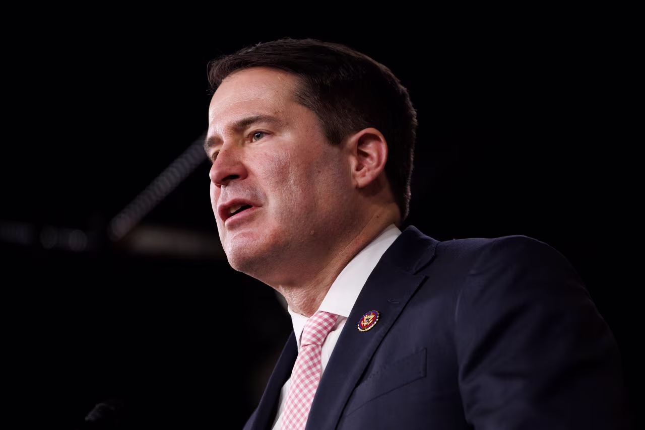 Rep. Seth Moulton speaks at a press conference in Washington, DC, on March 25.