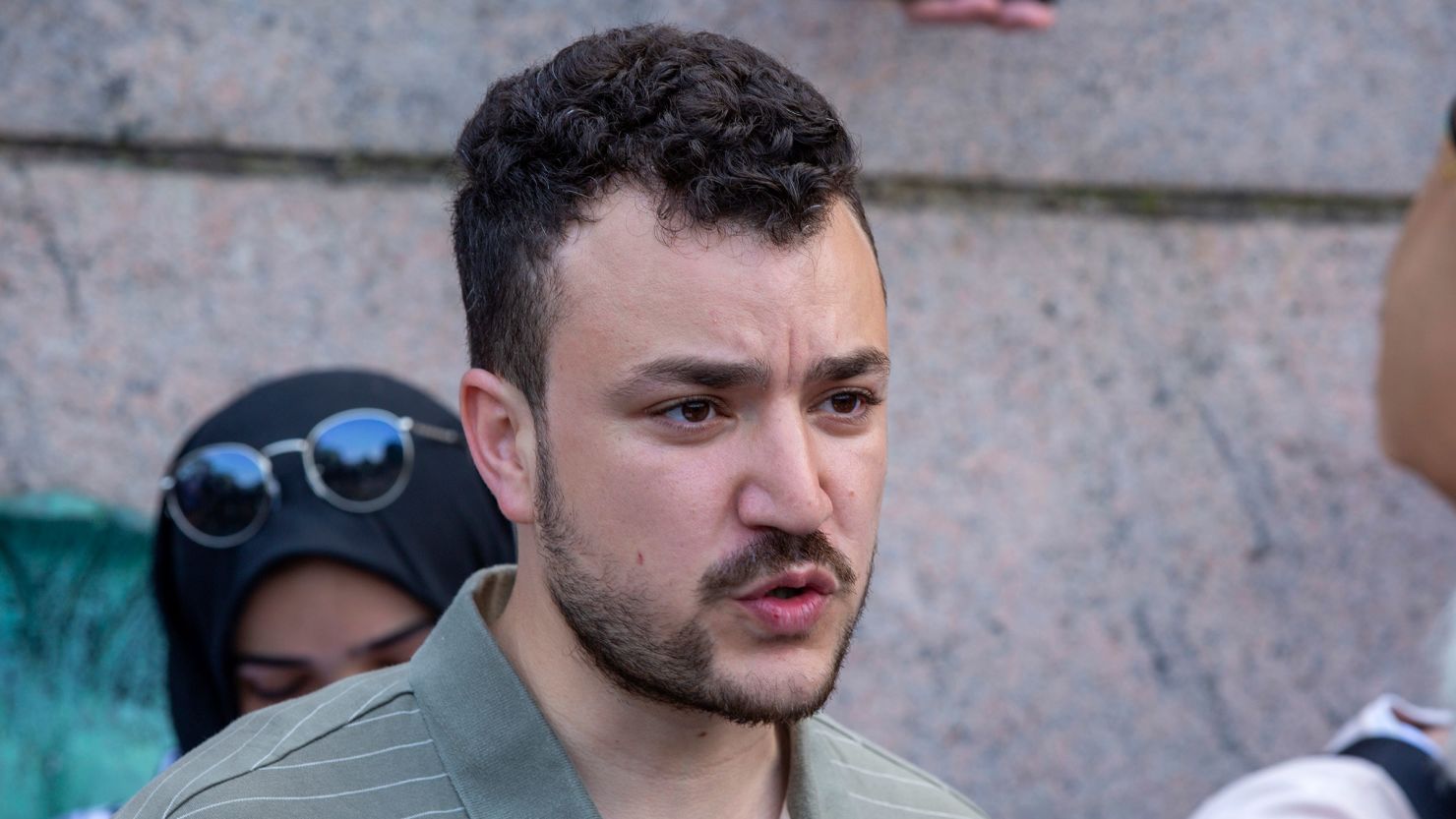 Mahmoud Khalil is seen at a pro-Palestinian protest encampment on the Columbia University campus in New York on April 29, 2024.