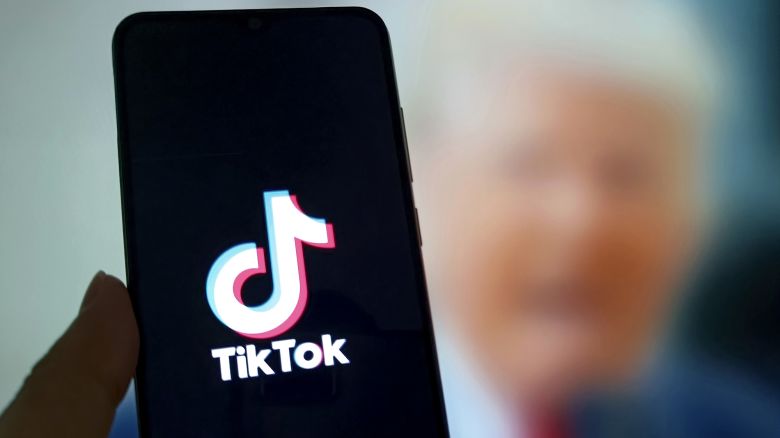 SUQIAN, CHINA - MARCH 27: In this photo illustration, the logo of TikTok is displayed on a smartphone screen on March 27, 2025 in Suqian, Jiangsu Province of China. US President Donald Trump announced on April 4 that he will again postpone enforcement of the TikTok sale-or-ban law for 75 days. (Photo by VCG/VCG via AP )