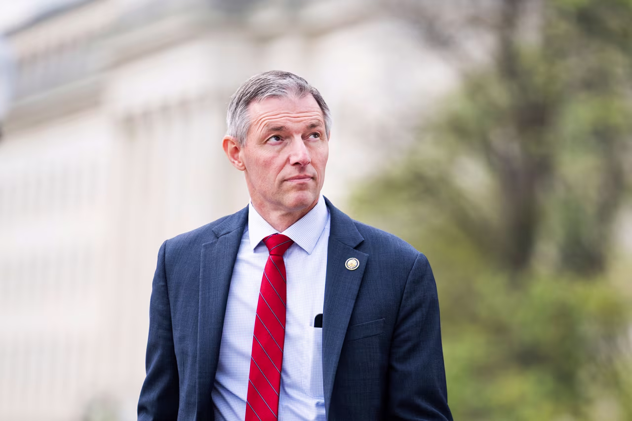Rep. Mike Kennedy arrives to the U.S. Capitol on Thursday, April 10.