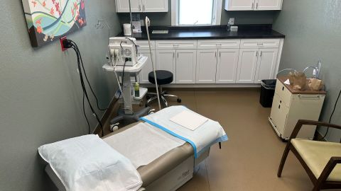 A procedure room at Wellspring Health Access, Wyoming's only abortion clinic, is seen Tuesday, April 8, 2025, in Casper, Wyo. (AP Photo/Mead Gruver)
