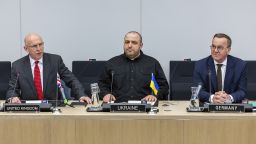 The defense ministers of the United Kingdom, Ukraine and Germany speak at Friday's Ukraine Defense Contact Group meeting at NATO headquarters in Brussels, which US Defense Secretary Pete Hegseth is only attending virtually.