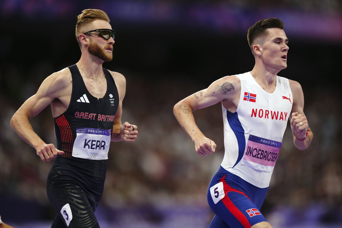 Ingebrigtsen (right) and Kerr compete at the Paris Olympic last year.