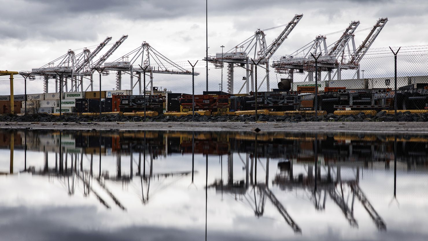 Ship-to-shore cranes reach into the sky at the Port of Baltimore on April 12, 2025 in Baltimore, Maryland. The escalating trade war between the United States and China continued as China increased their tariffs on U.S. goods to 125% after Trump increased the tariffs on Chinese goods to 145% last week.