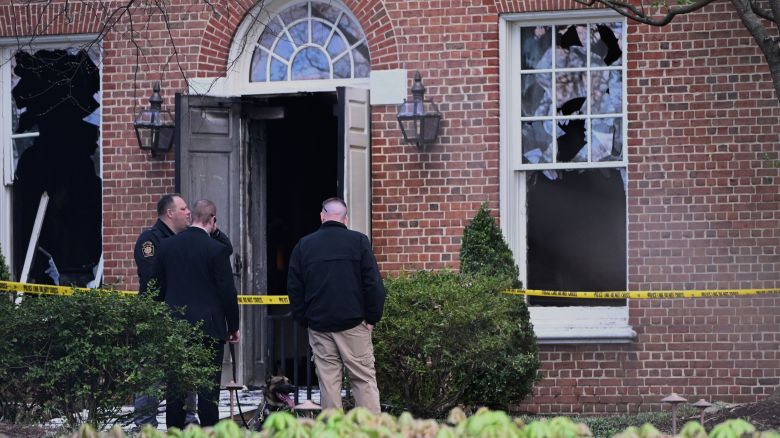 Investigators are on the scene after an overnight fire at the governor’s official residence on Sunday, April 13, 2025 in Harrisburg, Pa.