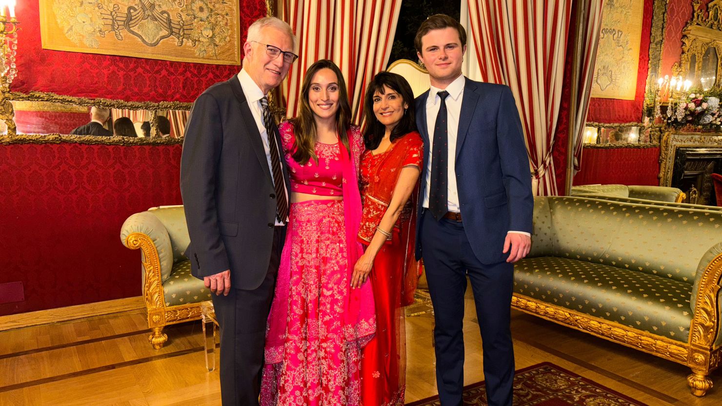 This 2024 photo provided by John Santoro shows, from left, Dr. Michael Groff, Karenna Groff, Dr. Joy Saini, and James Santoro.