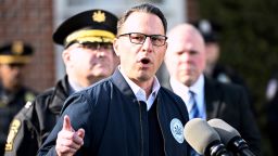 Pennsylvania Gov. Josh Shapiro speaks during a news conference at the governor's official residence about a suspected arson fire that forced him, his family and guests to flee in the middle of the night on the Jewish holiday of Passover, on Sunday, April 13, 2025, in Harrisburg, Pennsylvania.