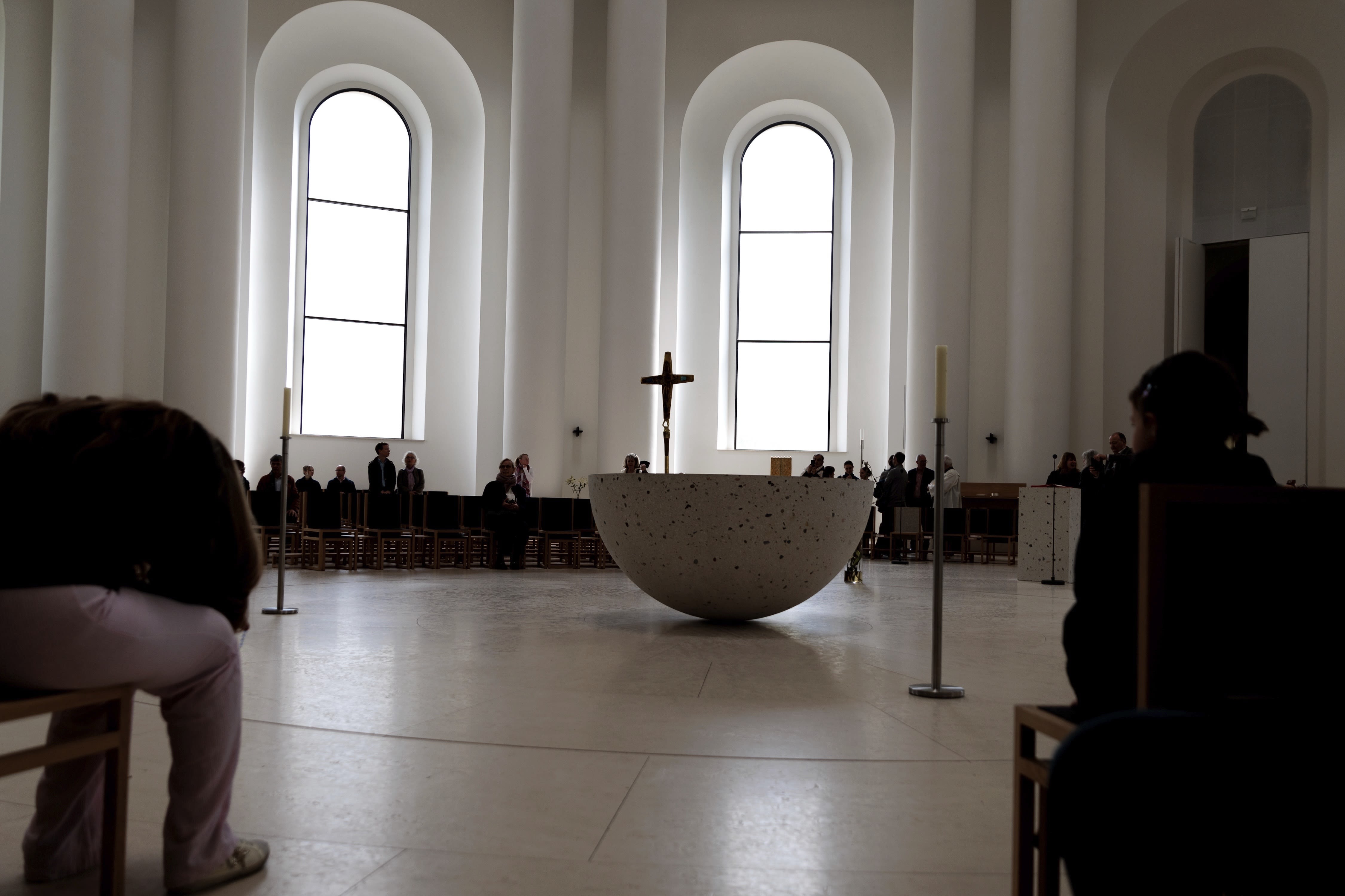 People attend a church service in Berlin's St. Hedwig's Cathedral.