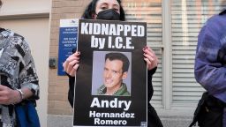 A demonstration outside El Salvador's mission to the United Nations demanding the release of Venezuelan detainees deported by the Trump administration and jailed in El Salvador.