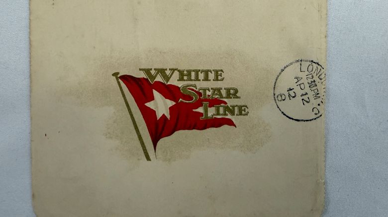 This undated handout picture provided by the auctioneers Henry Aldridge & Son, England, shows a lettercard, penned by one of the Titanic's most well-known survivors from onboard the ship days before it sank, which has sold for 300,000 pounds ($399,000) at auction.
