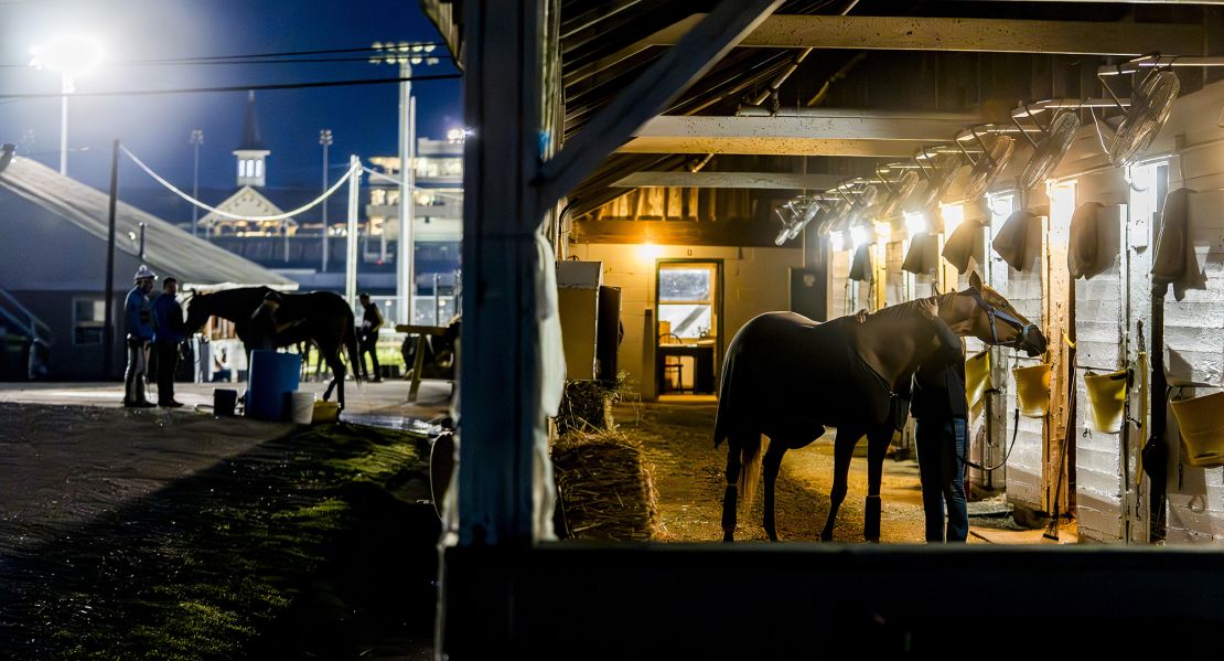 Scenes from the backside as horses prepare for the Kentucky Derby and Oaks at Churchill Downs in Louisville, Kentucky on April 27.