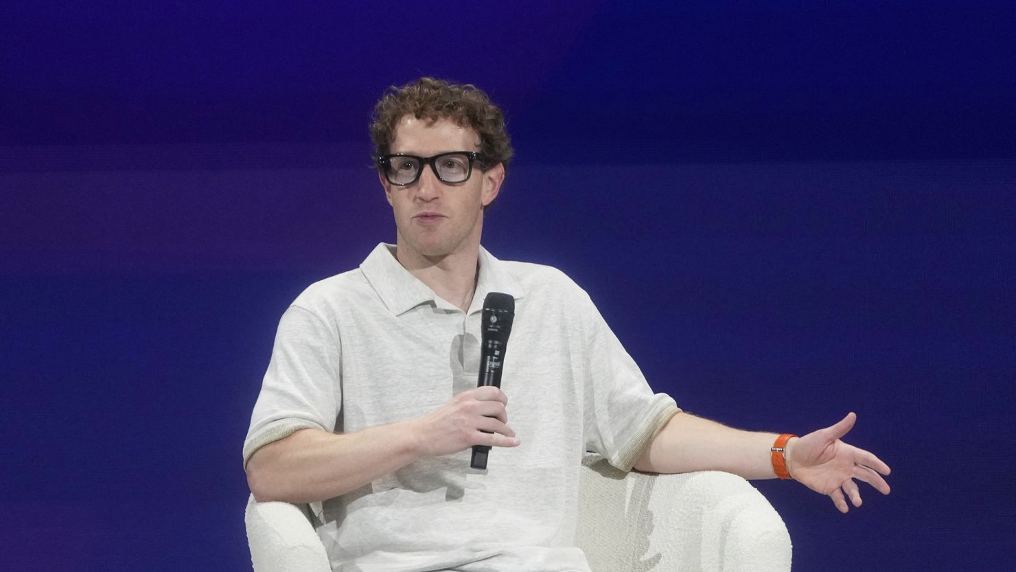 Meta Founder and CEO Mark Zuckerberg speaks at LlamaCon 2025, an AI developer conference in April.