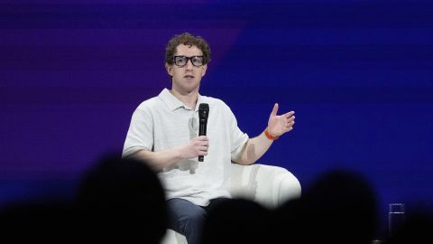 Meta Founder and CEO Mark Zuckerberg speaks at LlamaCon 2025, an AI developer conference, in Menlo Park, Calif., Tuesday, April 29, 2025.